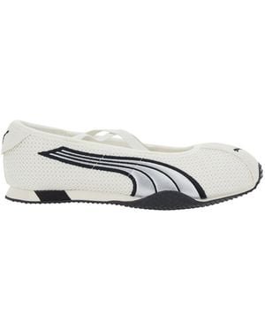 PUMA H Street Ballet Shoes With Leather Logo Detail For Ballerinas - White