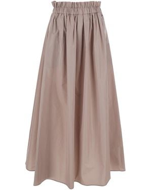 Herno Long Skirt With Logo - Brown