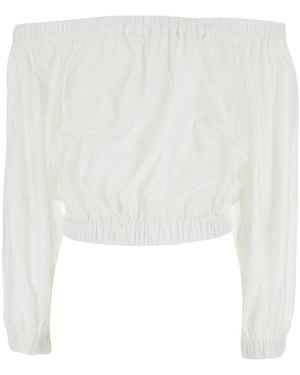 Jucca Top With Off Shoulder Design And Long Sleeves - White