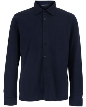 Kangra Shirt With Classic Collar And Button Closure On The Front - Blue