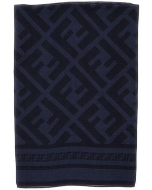 Fendi Scarf With Ff Motif All-Over - Blue