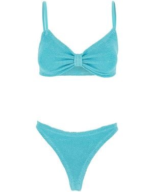 Hunza G Alicia Bikini With Thin Fixed Straps And Front Knot - Blue