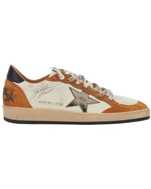 Golden Goose 'Ballstar' Low Top Trainers With Star Patch On The - Brown