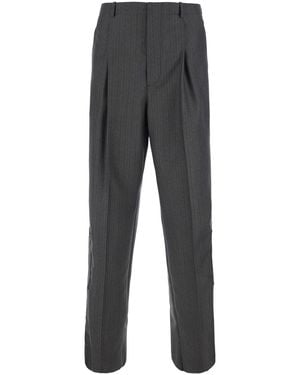 Bottega Veneta Trousers With All-Over Stripe Motif And Zip Pockets O - Grey