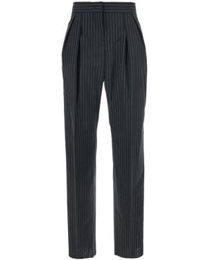 Max Mara Trousers With Concealed Closure And Stripes Virgin Wool Trousers - Black