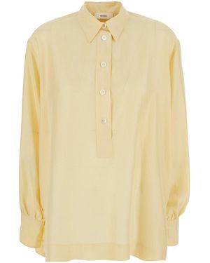Grifoni Shirt With Pointed Collar And Long Sleeves - Natural