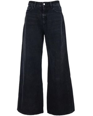 ICON DENIM 'Debby' Jeans With Wide Leg And Logo Patch On The Rea - Blue
