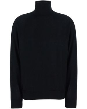 Semicouture Freda V Neck Thin Wool Pull Sweater With V-Neck - Black