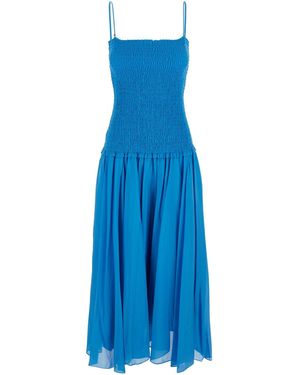 Tory Burch Long Dress Silk-Cotton - Blue