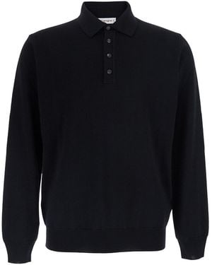 Kangra Polo Con Colletto, Maniche Lunghe E 100% Merino Extrafine, Colo - Blu