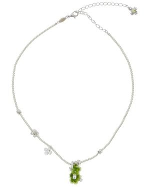 YVMIN Necklace 'Pearl Garden' With Bear Pendant - White