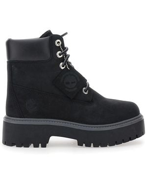 Timberland Water-Proof Boots With Logo Plate - Black
