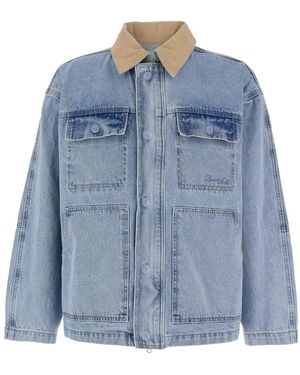 DUNST Jacket With Contrast Collar And Patch Pockets On The - Blue