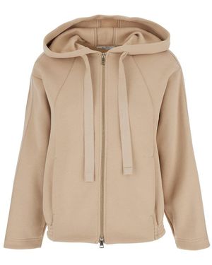 Max Mara Pure 'Omelia' Hoodie With Drawstring And Logo Lettering - Natural