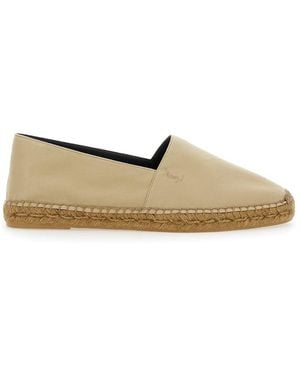 Saint Laurent Espadrilles With Tonal Cassandre Embroidery On The Front And Almond Toe - Natural