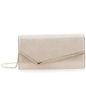 Jimmy Choo Clutch 'Emmie' Con Tracolla Con Catena E Logo Lettering Imp - Metallizzato