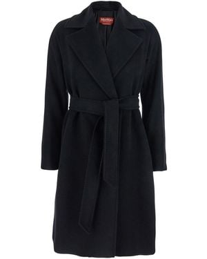 Max Mara 'Dravenna' Flared Coat With Wide Notched Revers A - Blue