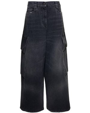 Palm Angels Bw Wide Denim Parachute - Blue