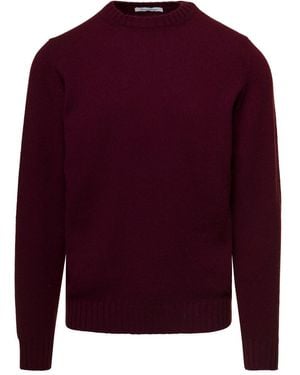 GAUDENZI Maglione Girocollo Con Rifiniture A Coste - Rosso