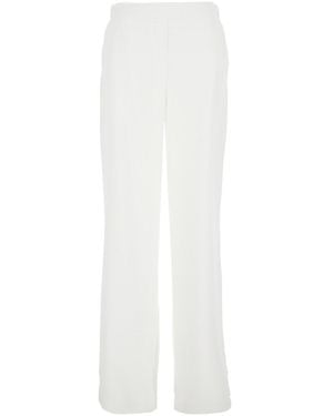 Le Plain Trousers With Rear Elastic Waist And Wide Leg - White