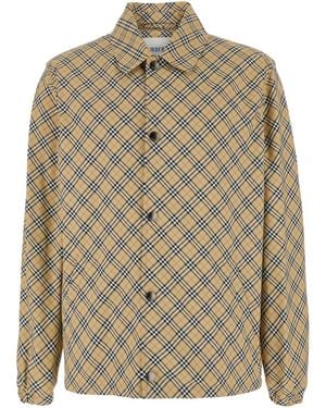 Burberry 'Slindon' Jacket With Classic Collar And All-Over Check Motif - Brown