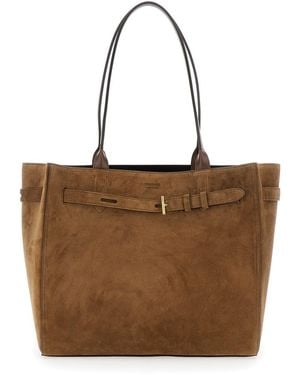 Tom Ford Suede Calf + Smooth Calf Medium Tote - Brown