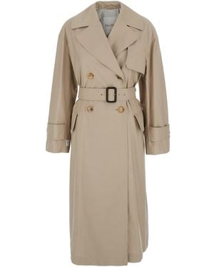 Max Mara Ivory Trench Coat With Belted Waist in Natural | Lyst