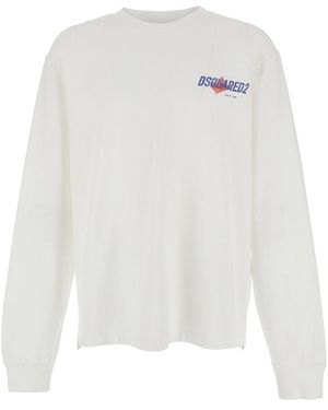 DSquared² Sweater With Logo Printed On The Chest - White