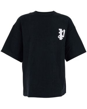 Purple Brand Crewneck T-Shirt With Logo On Front And Rear - Black