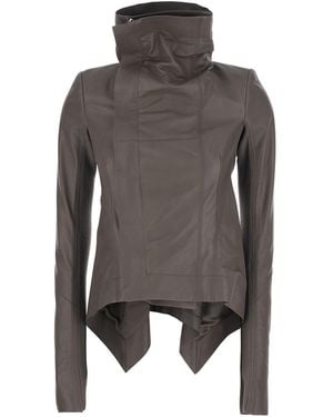 Rick Owens Oversized 'Naska' Jacket With High Collar And Front Zip Closure - Grey