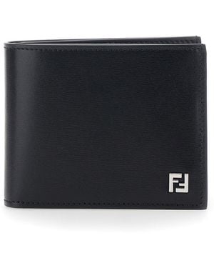 Fendi Wallet With Logo Plate On The Front - Black