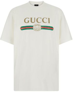 Gucci T-Shirt 'Logo Fake' With Logo Print On The Front - White