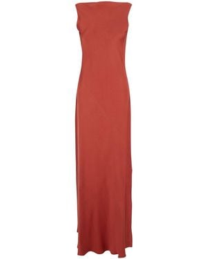 Antonelli 'Mara' Long Dress With Boat Neckline And Side Slit - Red