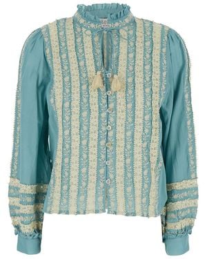 Sea Kirsten Print /Slv Top Camicia Con Maniche Lunghe E S - Blu