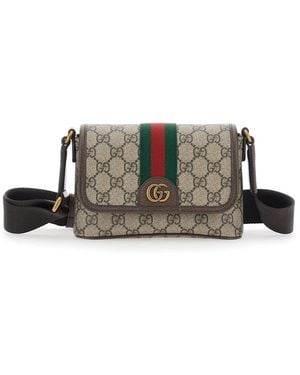 Gucci 'Ophidia' Crossbody Bag With Adjustable And Removable Shou - Natural