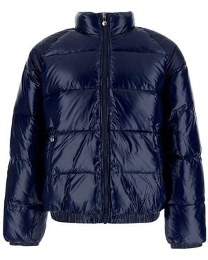 Pyrenex Down Jacket With Fixed Hood And Front Zip Closure - Blue