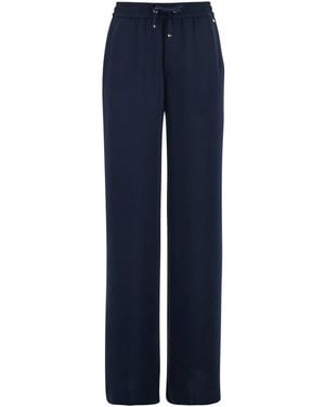 Herno Trousers With Drawstring Elastic Waist And Logo Plaque On The Drawstring - Blue