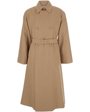 Jil Sander Double Breasted Trench With Belt - Natural