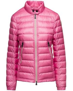 Moncler 'Walibi' Down Jacket With Logo Patch - Pink