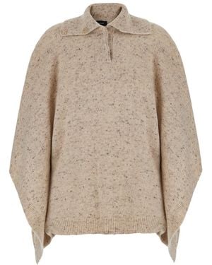 Fabiana Filippi Hooded Cloak Wool Blend Coat - Natural