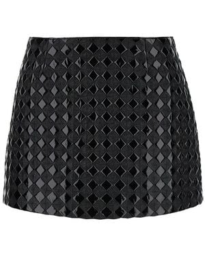 Pinko 'Grass' Flared Skirt With Quilted And Patent Finish - Black