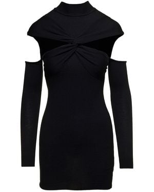 Coperni Mini Dress With Mock Neck And Twisted Cut-Out - Black