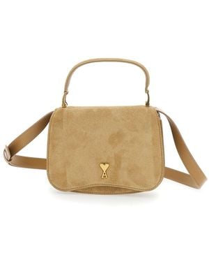 Ami Paris 'Paris Paris' Handbag With Adc Patch On The Front And - Natural