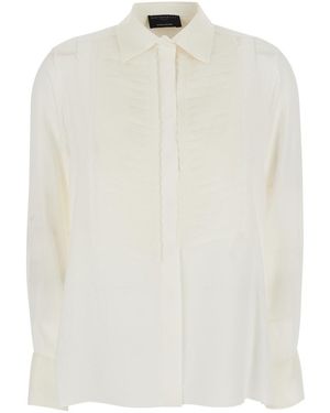 Antonelli Camicia 'Anice' Con Colletto Classico E Inserti Plissettati - Bianco
