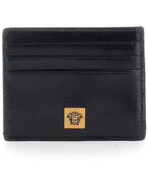 Versace Card Holder With Embossed Logo On The Front - Black
