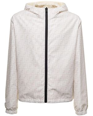 Fendi Man's Ff Reversible Nylon Jacket - Grey