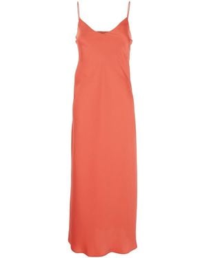 Plain Dress With Thin Straps - Red