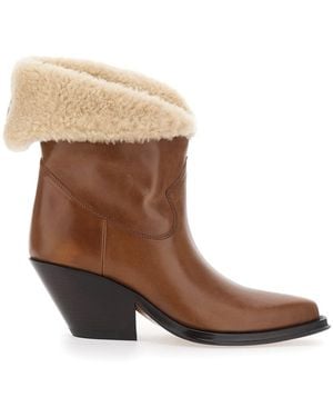 Chloé Leather Ankle Boots - Brown
