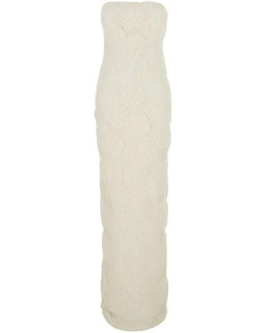 rotate birger christensen embroidered strapless midi dress 3d Flower Midi Dress Black