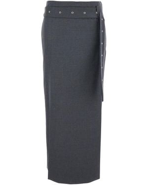 Low Classic Skirt With Waist Belt - Grey